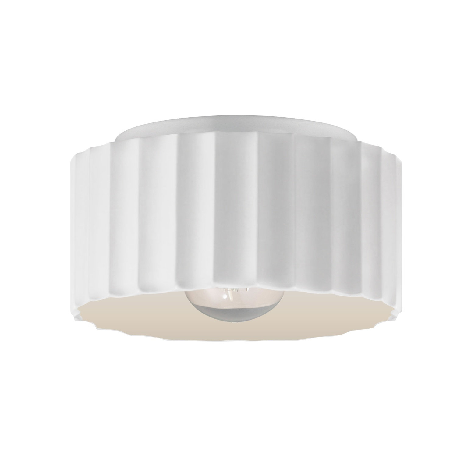 Colgate Round Outdoor Flush Mount, Gloss White, 5" H x 8" W x 8" D