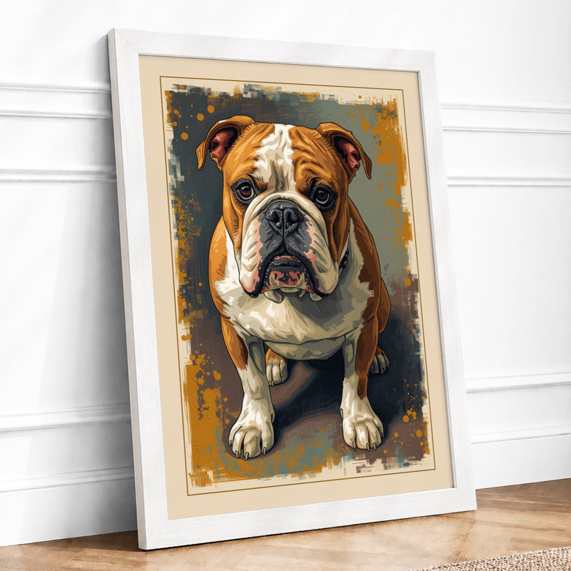 Noble Bulldog Boho - Framed Print, A4 - 29.7 x 21.0 cm, White