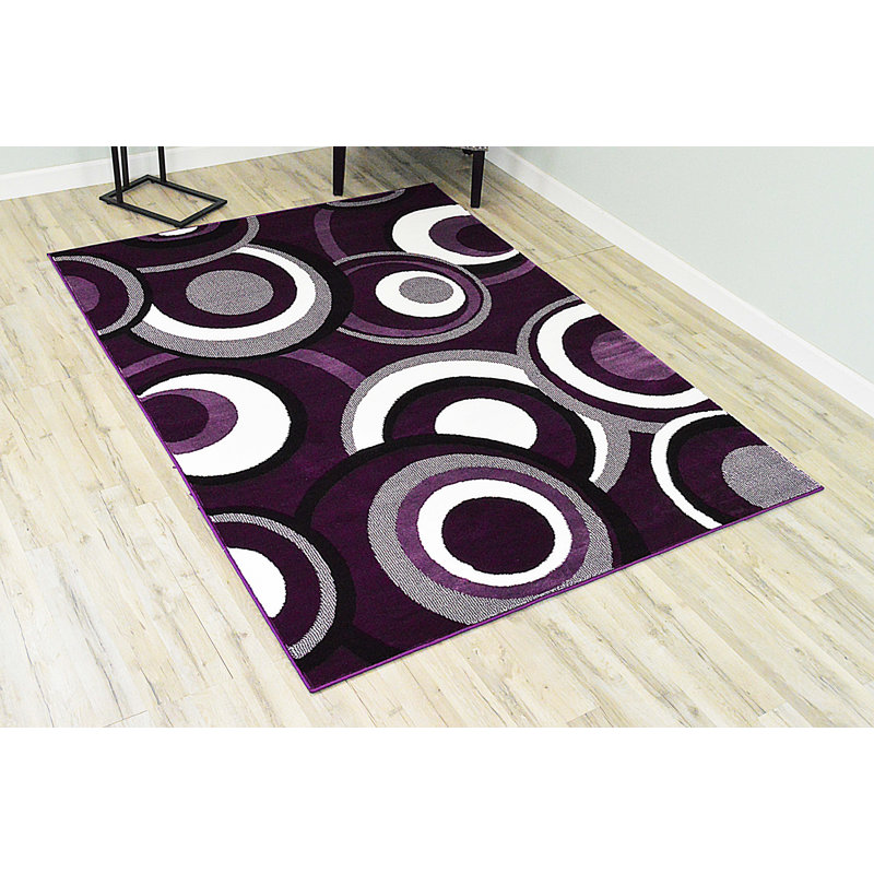 Tapis mauve à motif géométrique Cossette, Rectangle 5 pi x 7 pi