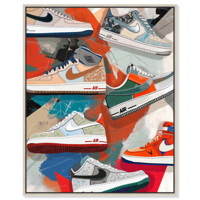Sneaker, peinture, collage, toile, art tendance par Art Remedy