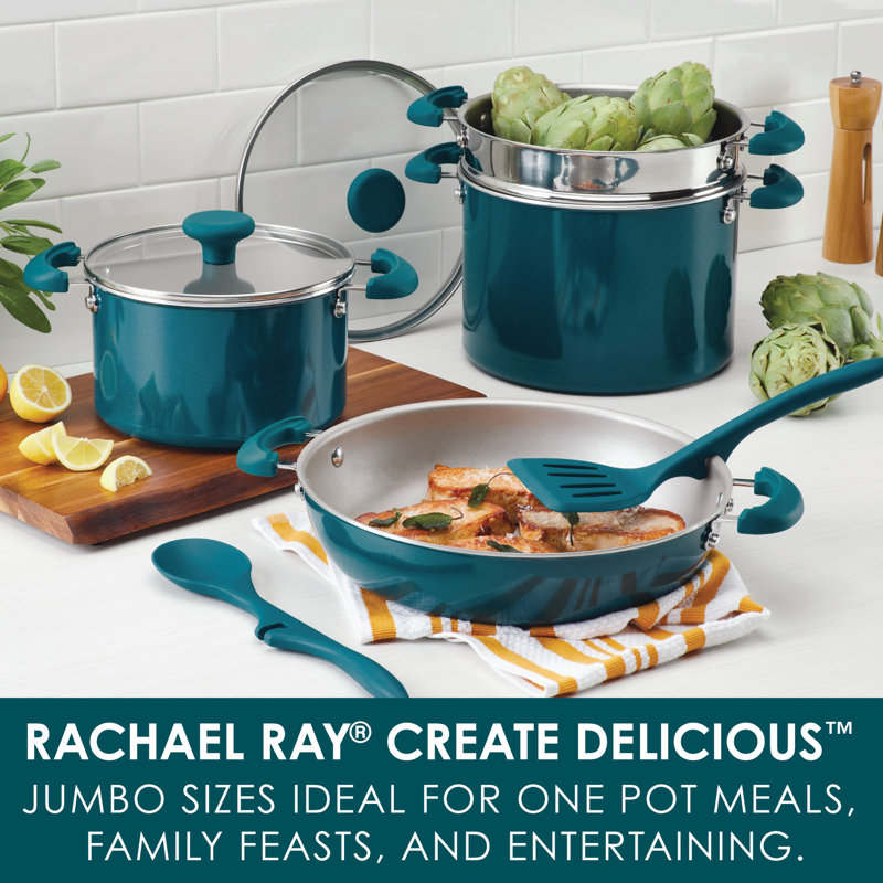 Teal Shimmer 8-Piece Aluminum Nonstick Cookware Set