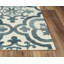 Tapis ivoire / vert touffeté à la main à motif géométrique-1308261107
