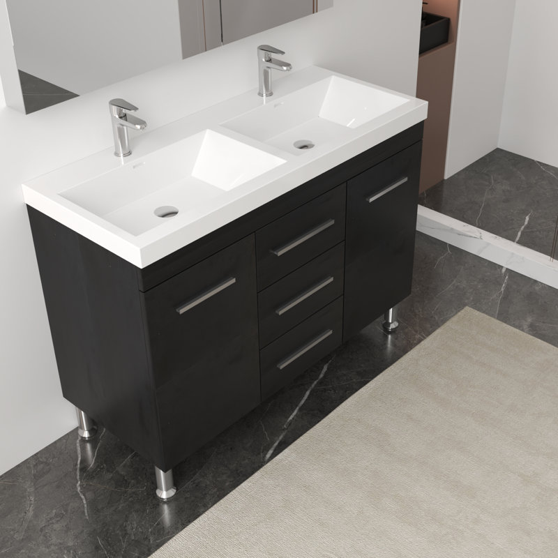 Ensemble de meuble-lavabo double 48 po Roylene, Noir