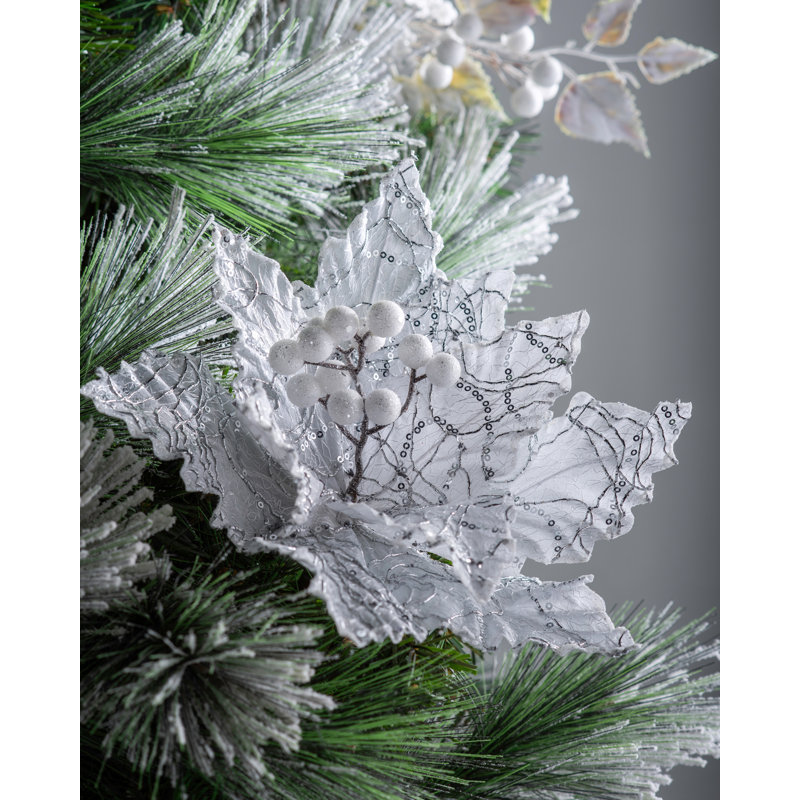 Fabric Poinsettia Arrangement, White