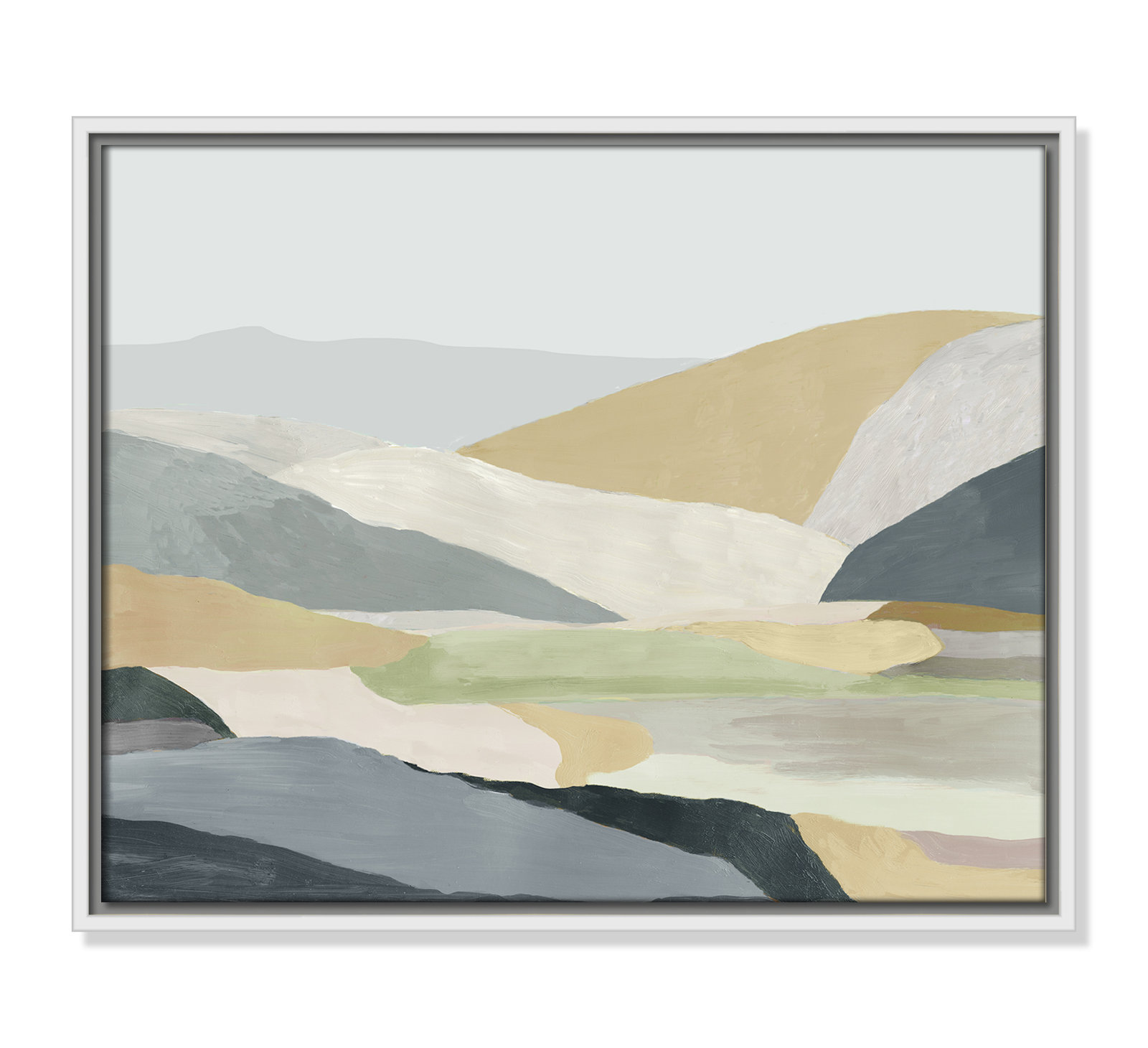Blair "Warm Hills I" Painting, White Canvas , 17.5" H x 21.5" W x 2" D