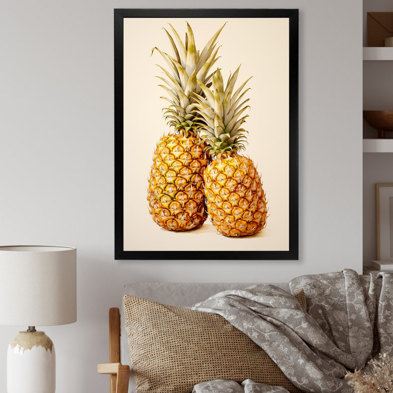 Pinapple Golden Grove IV - ananas, impression d'art mural, Cadre photo noir, H 32 po x l 16 po x P 1 po