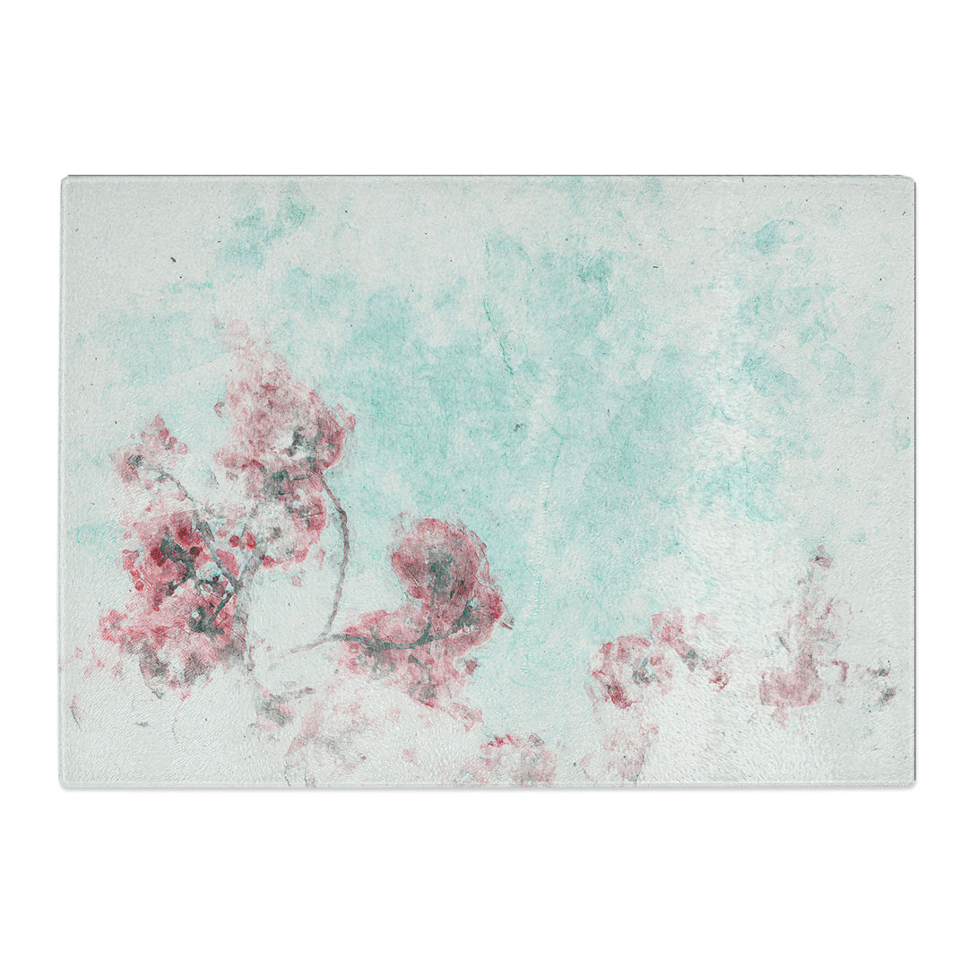 Tempered Glass Cherry Blossom Tree Branches Chopping Board
