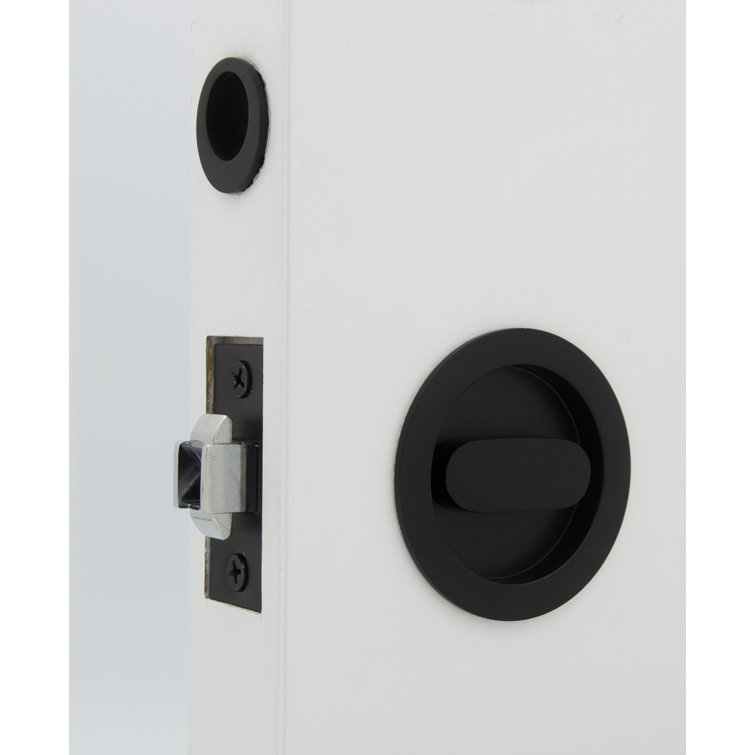 Round Pocket Door Lock - Privacy Set with Finger Edge Pull