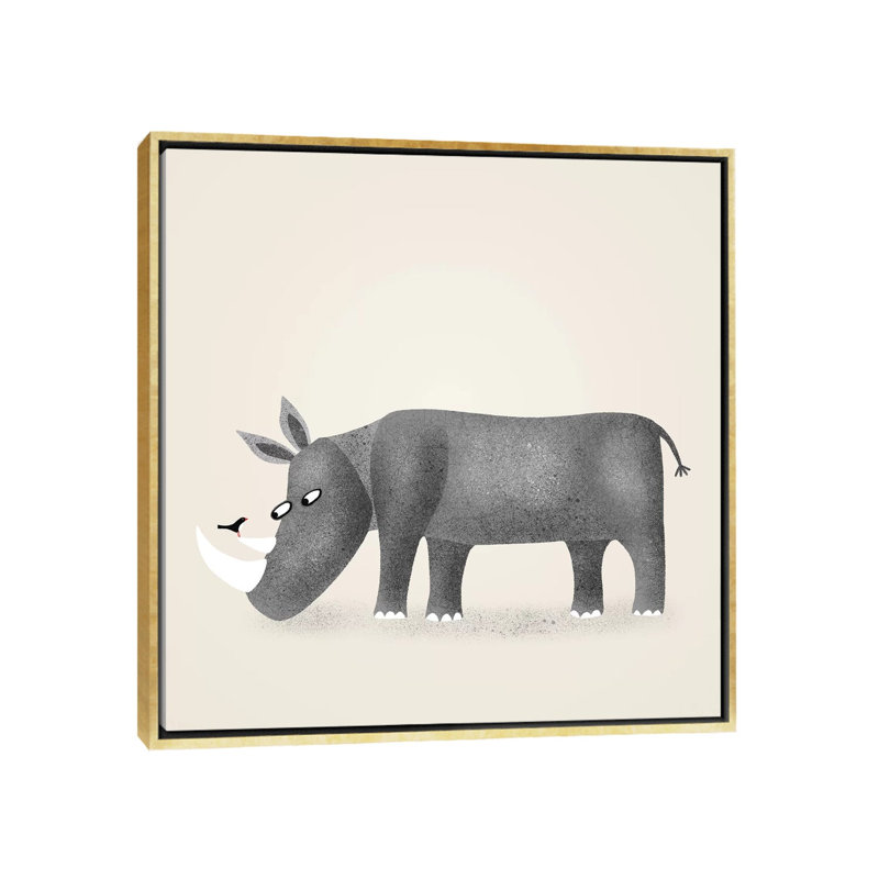 « Rhino » par Nic squirrell-impression, H 18 po x l 18 po x 1,5 po, Pas de tapis, Toile encadrée d'or