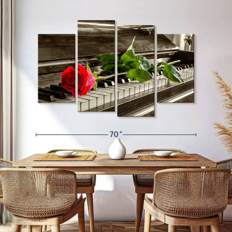 Harnek Rose On Piano, 42'' H x 68'' W