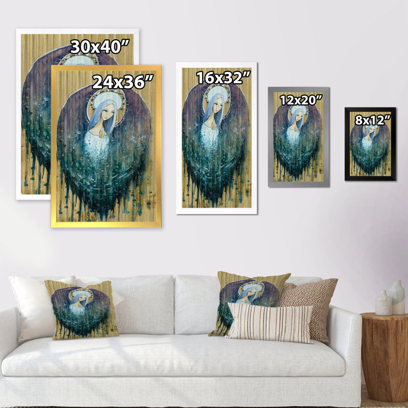 Ange religieux, art mural Klimt II, Toile avec cadre photo noir, H 20 po x l 12 po x P 1 po