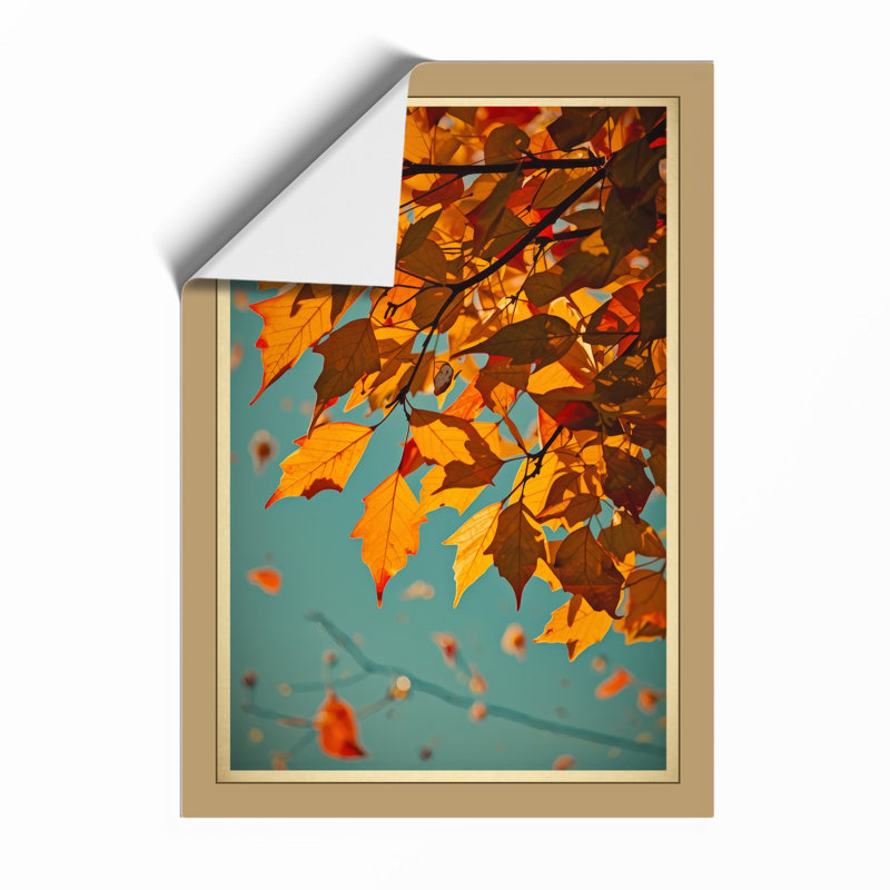 Autumn Leaves Falling Japandi - Framed Print, Unframed, A4 - 29.7 x 21.0 cm