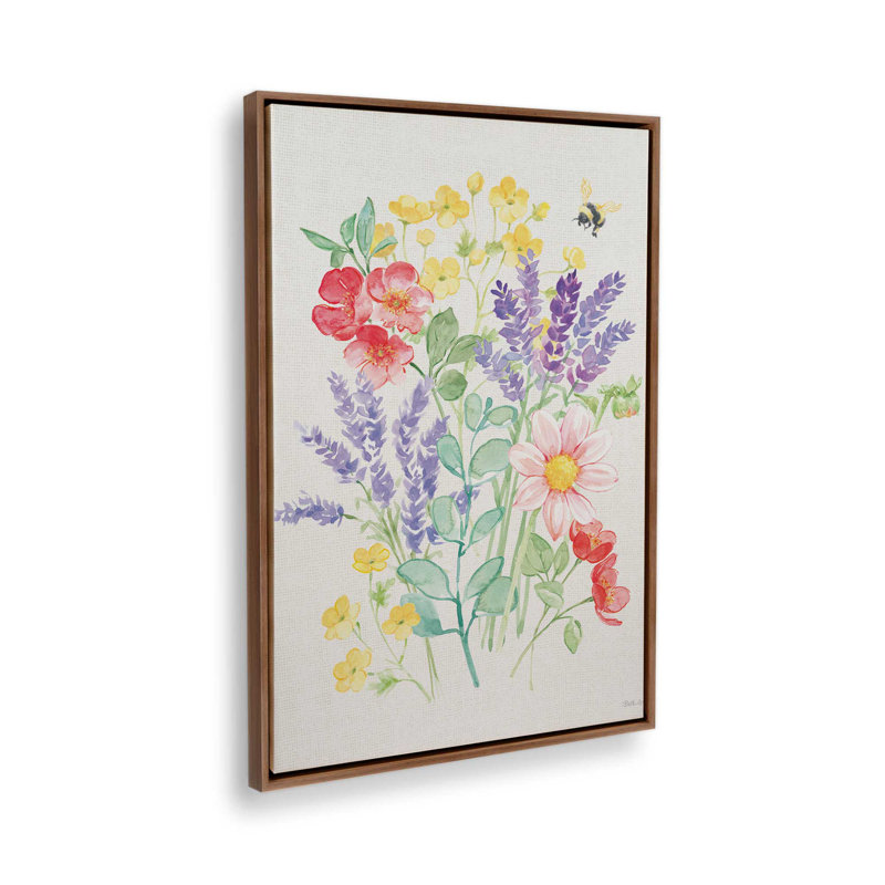 «Fresh Floral II» par Beth Grove, reproduction d'art, Brun, H 32 po x l 24 po, Cadre flottant