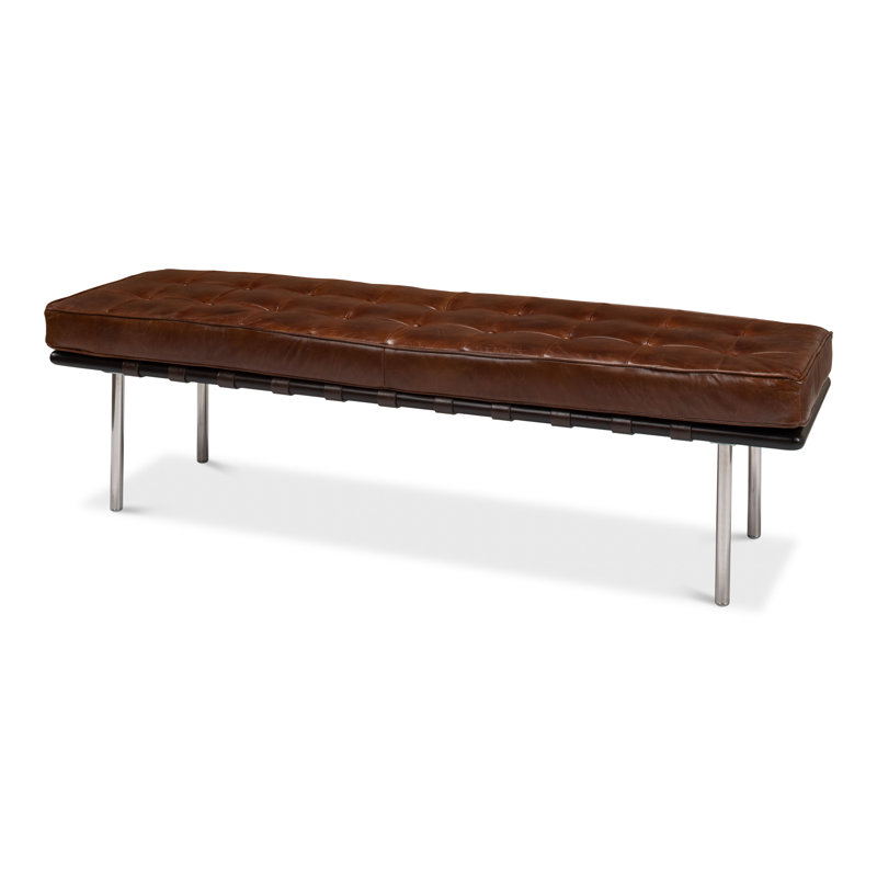 Prince Albert Leather Bench, Brown