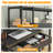 Multi-functional Led Desk With Bookshelf, 55" Freestanding Home Office Workstation With Power Strip, Drawer, And Open Shelving For Small Spaces-1064950544