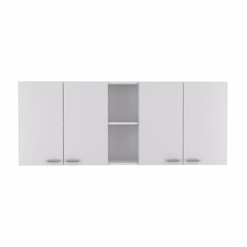 Armoire murale, double porte, deux tablettes extérieures, deux tablettes intérieures, Blanc