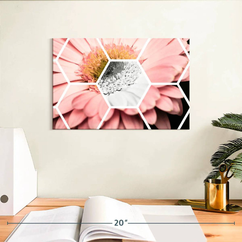 Harnek Pink Gerbera Hexagon, 8" H x 12" W