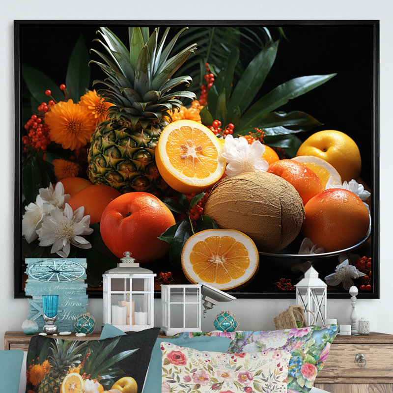 Hawaii Tropical Delights II - Food & Beverage Wall Art Prints, H 12 po x l 20 po x P 1 po, Cadre flottant noir