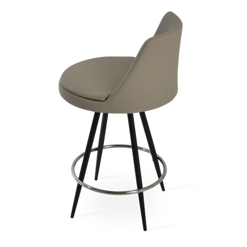 Tabouret de bar Martini, Similicuir noir, Similicuir os, Tabouret de comptoir (siège d’une hauteur de 23