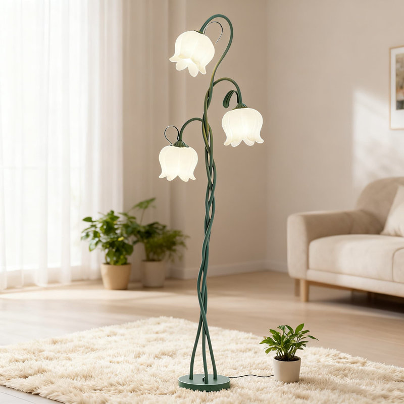 Lampe rétro sur pied avec 3 têtes réglables, 3 réglages de température de couleur, conception à col de cygne flexible et ampoule E26 pour le décor du salon et de la chambre à coucher