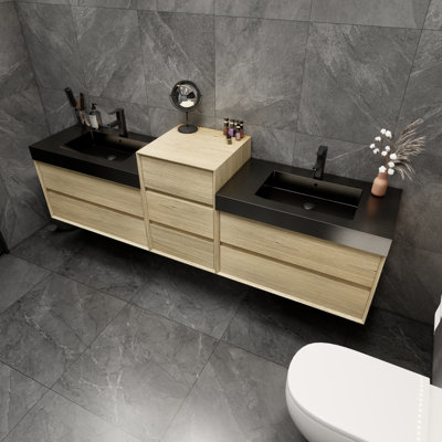 Ensemble de meuble-lavabo double mural Golitz