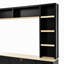 Meuble audio-vidéo de style maison de campagne l 102,3 po 4 pièces avec tablettes réglables, meuble télé avec bibliothèque pour téléviseur de 75 po ou moins, console multimédia avec 6 tiroirs pour le salon-96560405