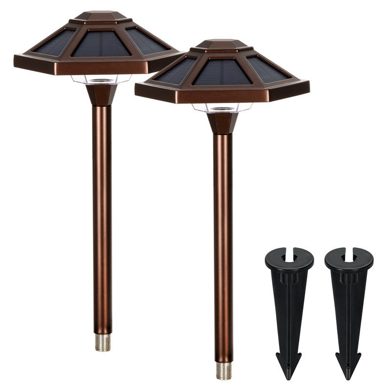 Warm White Solar LED  Landscape Light , Aluminum, Waterproof Path Light 2-Pack, Red
