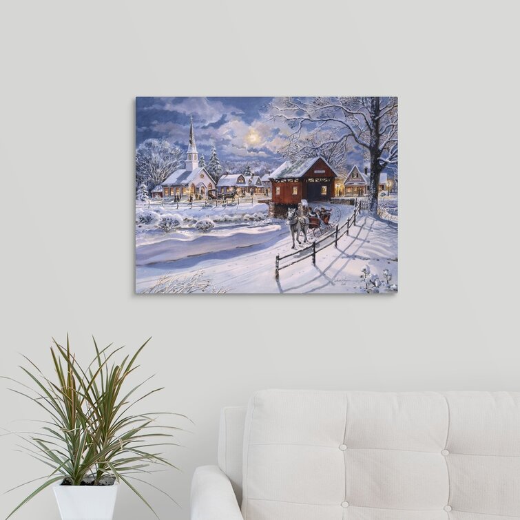 World Menagerie Winter Sleigh On Canvas by Jess Hager Painting  Reviews  Wayfair