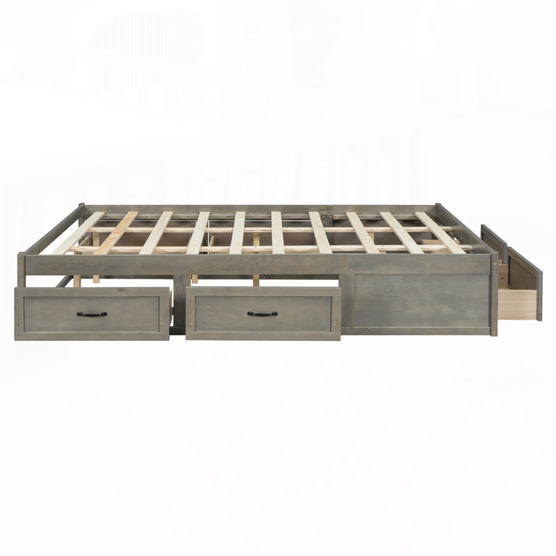 Lit plateforme avec plusieurs options de rangement pour une chambre à coucher soignée, Gris antique