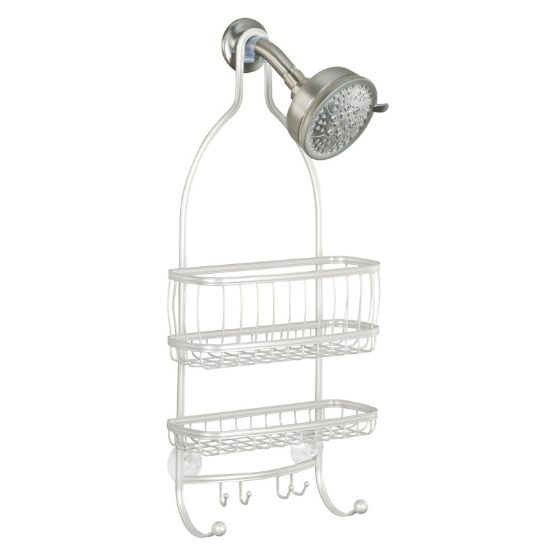 iDesign Metal Extra-Wide Hanging Shower Caddy, The York Collection – 10" x 4" x 22", Satin Steel