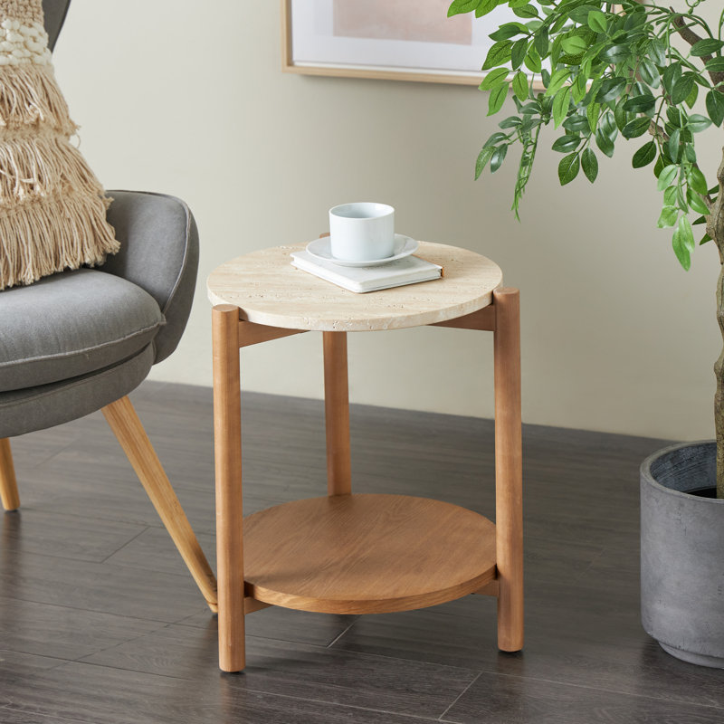 Table d'appoint avec plateau en marbre beige Cristian Cole
