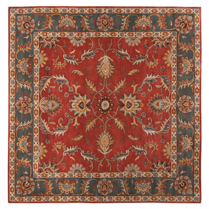 Buckhill Oriental Hand-Tufted Wool Area Rug in Brick Red/Navy/Mustard