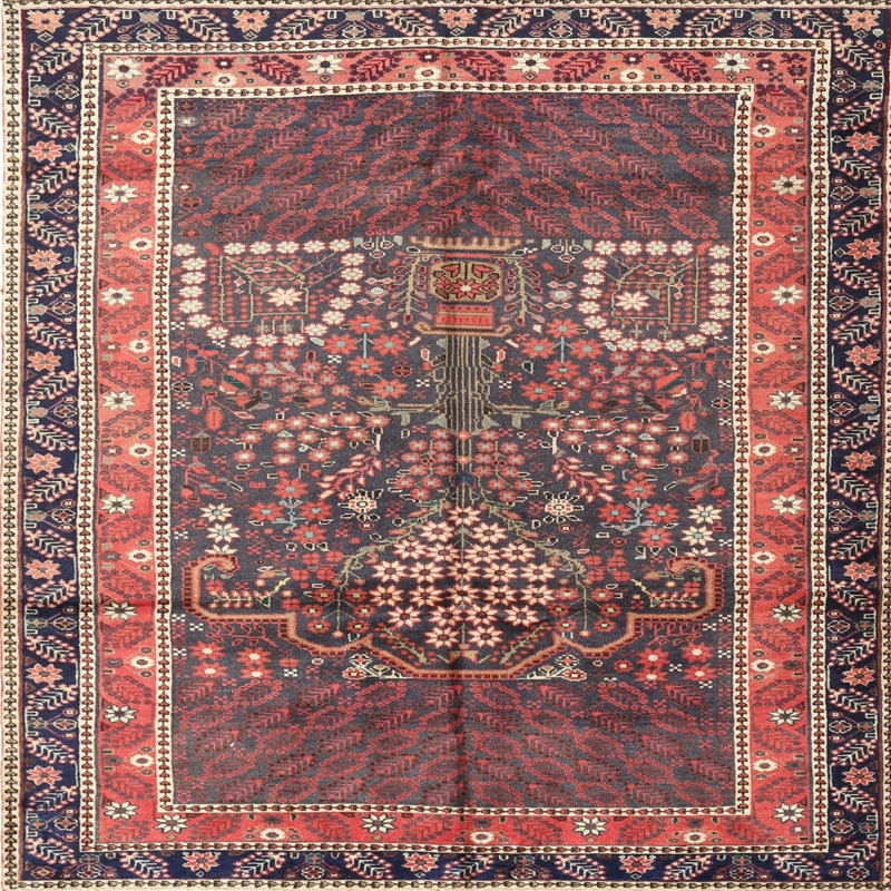 Tapis traditionnel rouge / brun, Rond 8 pi