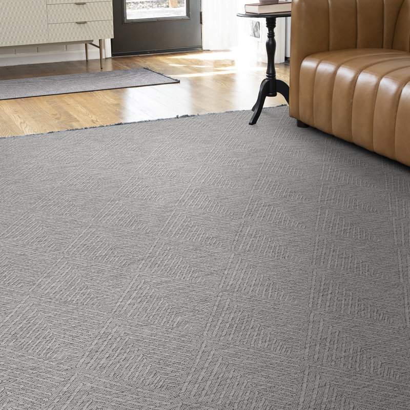 Brenly Geometric Machine Washable Non Skid Indoor Area Rug - Light Gray, Rectangle 8'10" x 12'2"