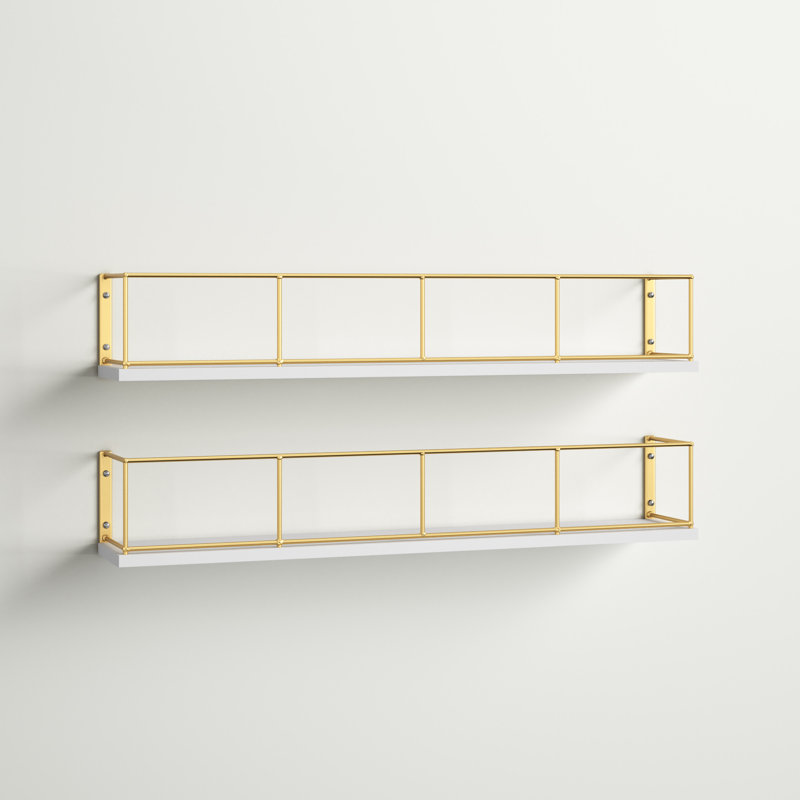 Premont 2 Piece Bracket Shelf, White/Gold