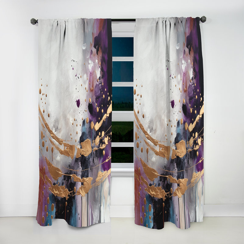 Bold Circles And Marble Fusion IV - Abstract Marble Curtain - Velvet Room Darkening - 1 panel, 52" W x 63" L