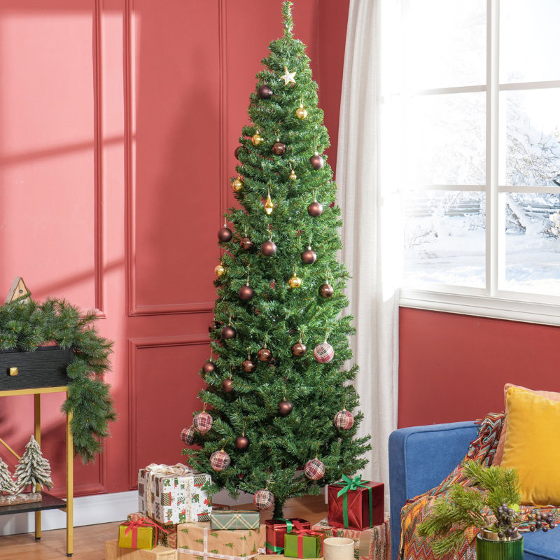7ft Artificial Christmas Tree Slim, Fir, , 818 Tips, Branch Slim Fir 7ft, Flame-retardant