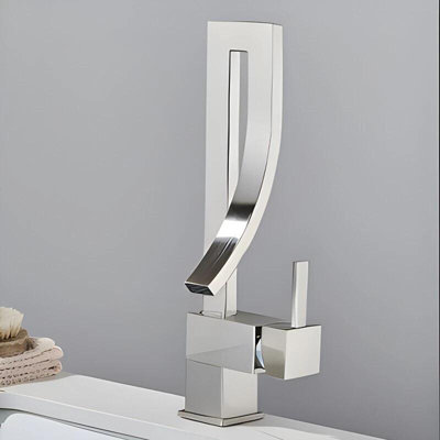 Brushed Nickel Waterfall Bathroom Faucet 1 Hole Sink Vanity Mixer Faucet Single Handle