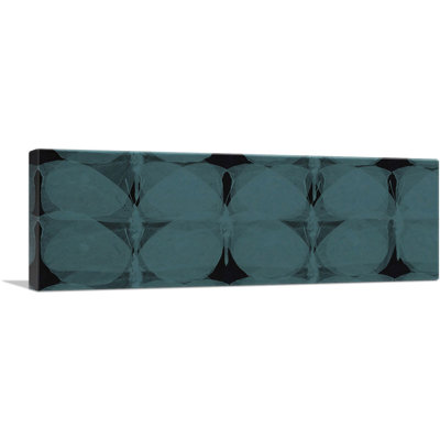 «Dark Teal Butterflies Modern - Reproduction d'art panoramique sur toile tendue