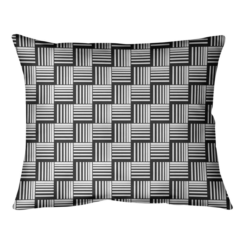 Coussin lombaire à rayures classiques Baskettressées, H 10 po x l 14 po, Duvet/plume, Blanc