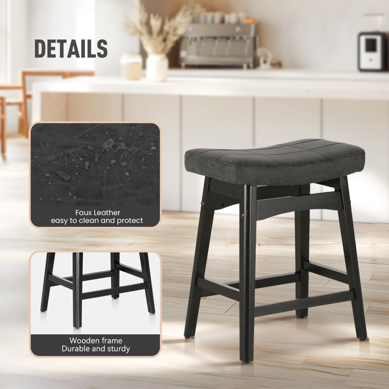 Tabouret de bar et de comptoir Amber-Mae, Noir, Tabouret de bar (siège d’une hauteur de 30 po), Noir