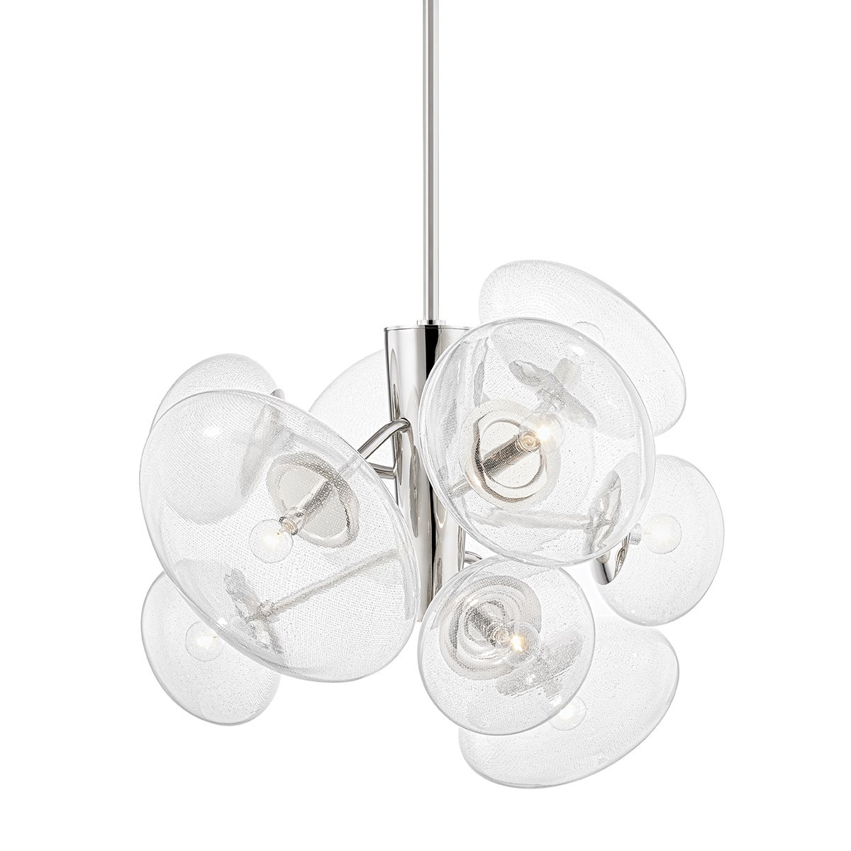 Jovi 9 Light Glass Pendant, Polished Nickel