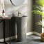 Lavabo sur pied de style industriel gris sauge, en céramique, pour salle de bain et toilettes.