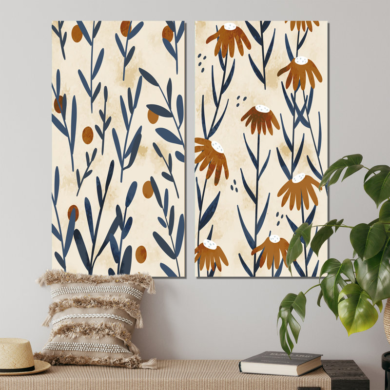 «Minimalist Pastel Leaves I», ensemble de 2 impressions, Toile tendue, H 20 po x l 24 po x P 1 po