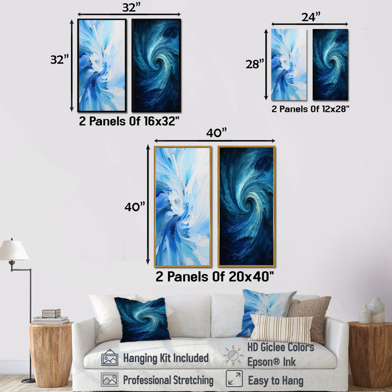 Probst - ensemble de 2 impressions sur toile spirales abstraites, H 28 po x l 25 po, Toile tendue
