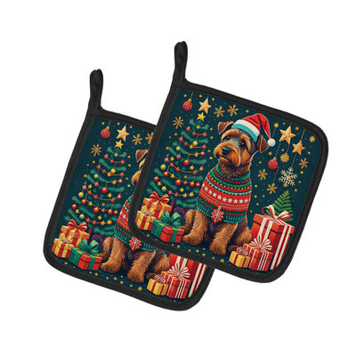 Paire de poignées Welsh Terrier Christmas