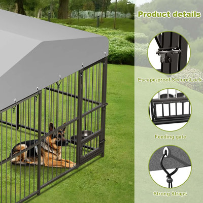 Parc pour chien 10 x 10 x 6 pi pour l'extérieur et en métal robuste pour chiens de grande et moyenne taille