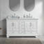 Meuble-lavabo double en bois massif de qualité supérieure avec lavabo en marbre, blanc moderne