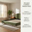 Lit plateforme capitonné Bento California King avec tête de lit incurvée en velours, design minimaliste moderne, cadre épais rembourré, pieds en bois massif, sommier non requis, capacité de 363 kg, montage facile