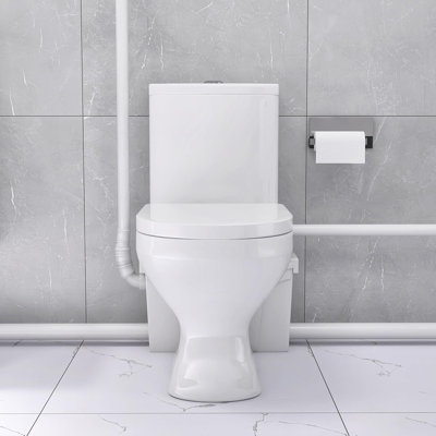 Yingze Macerating Toilet System With 900W Sewage Pump Dual Flush One Piece Modern Design For Basement Bathroom,4 Inlets,White